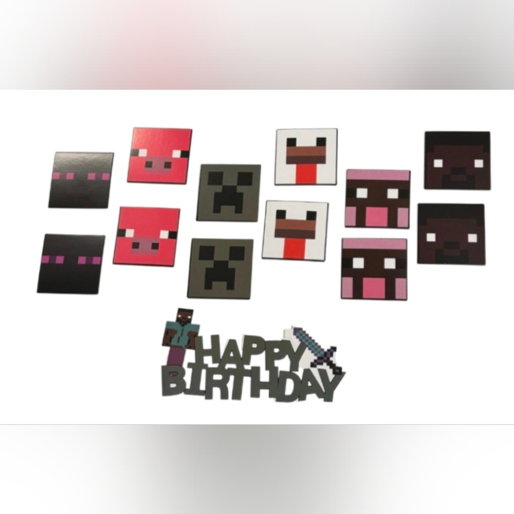 Minecraft Decoration for party Cupcakes with character themes